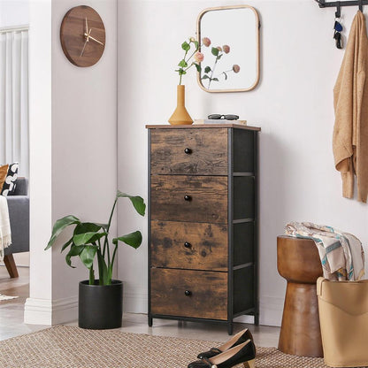 Chest of Drawers, 4 Fabric Drawers, White and Oak - image 37