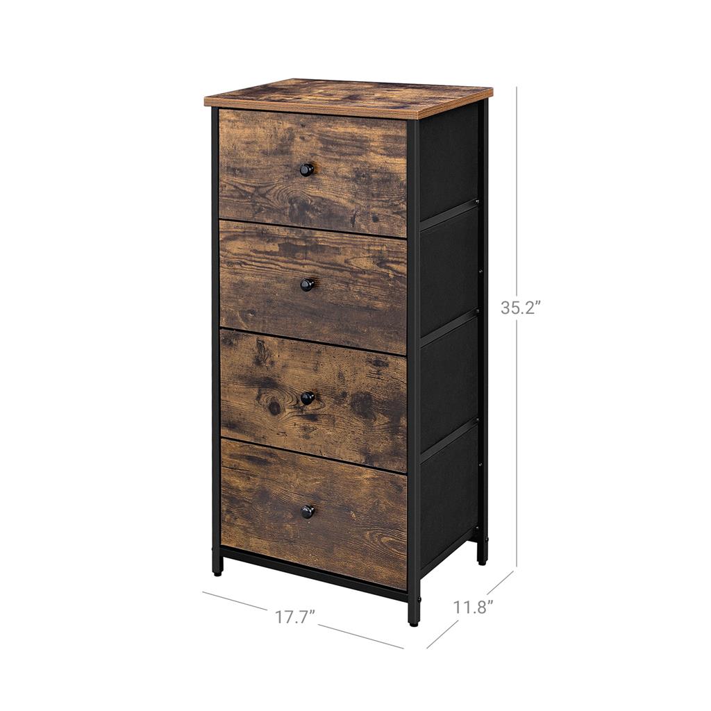 Chest of Drawers, 4 Fabric Drawers, White and Oak - image 40
