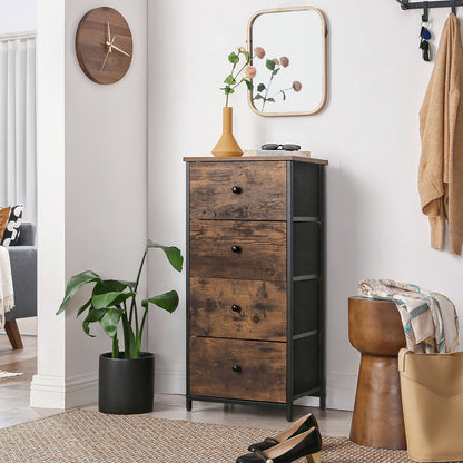 Chest of Drawers, 4 Fabric Drawers, White and Oak - image 42