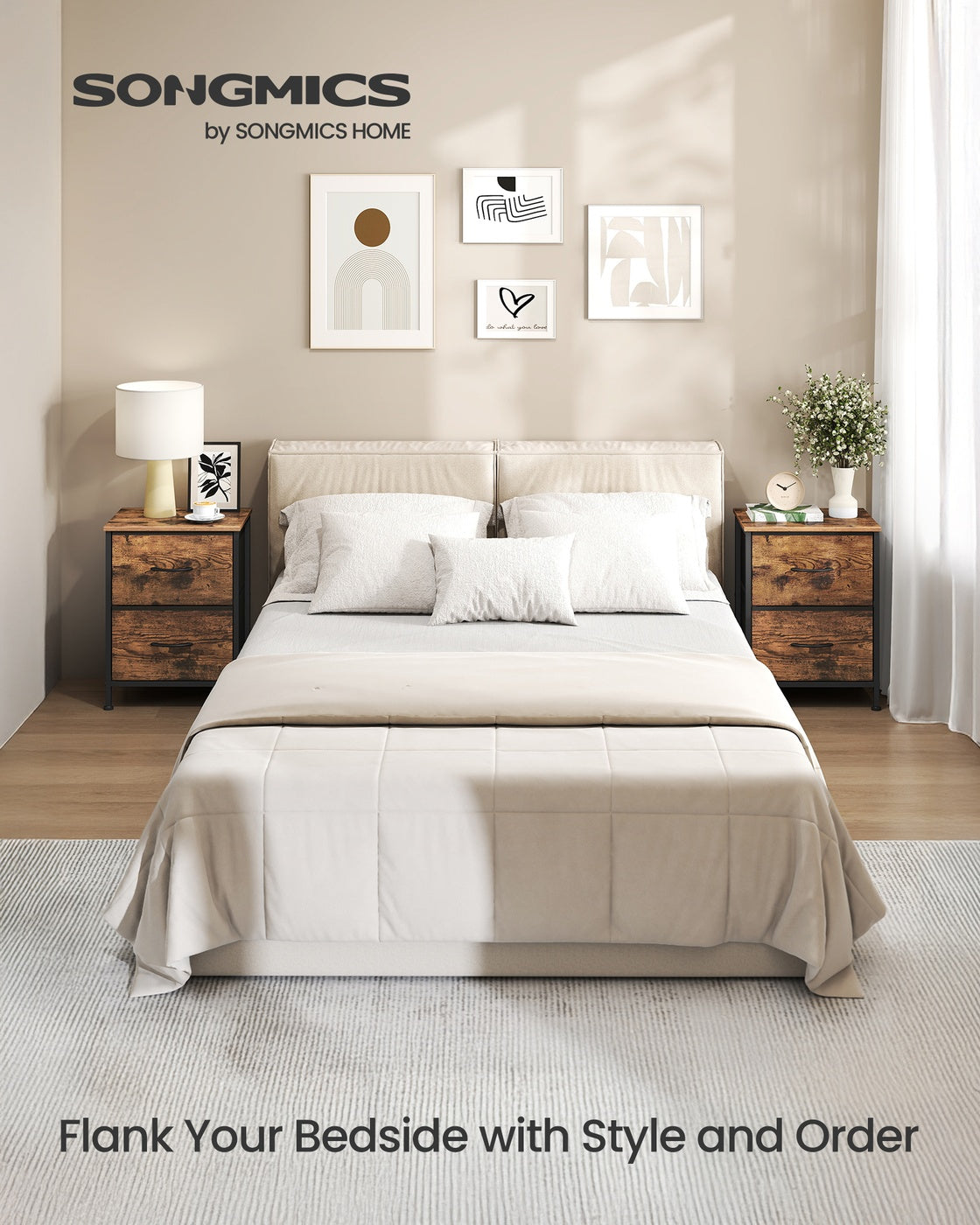 2-drawer bedside table with fabric storage - image 50