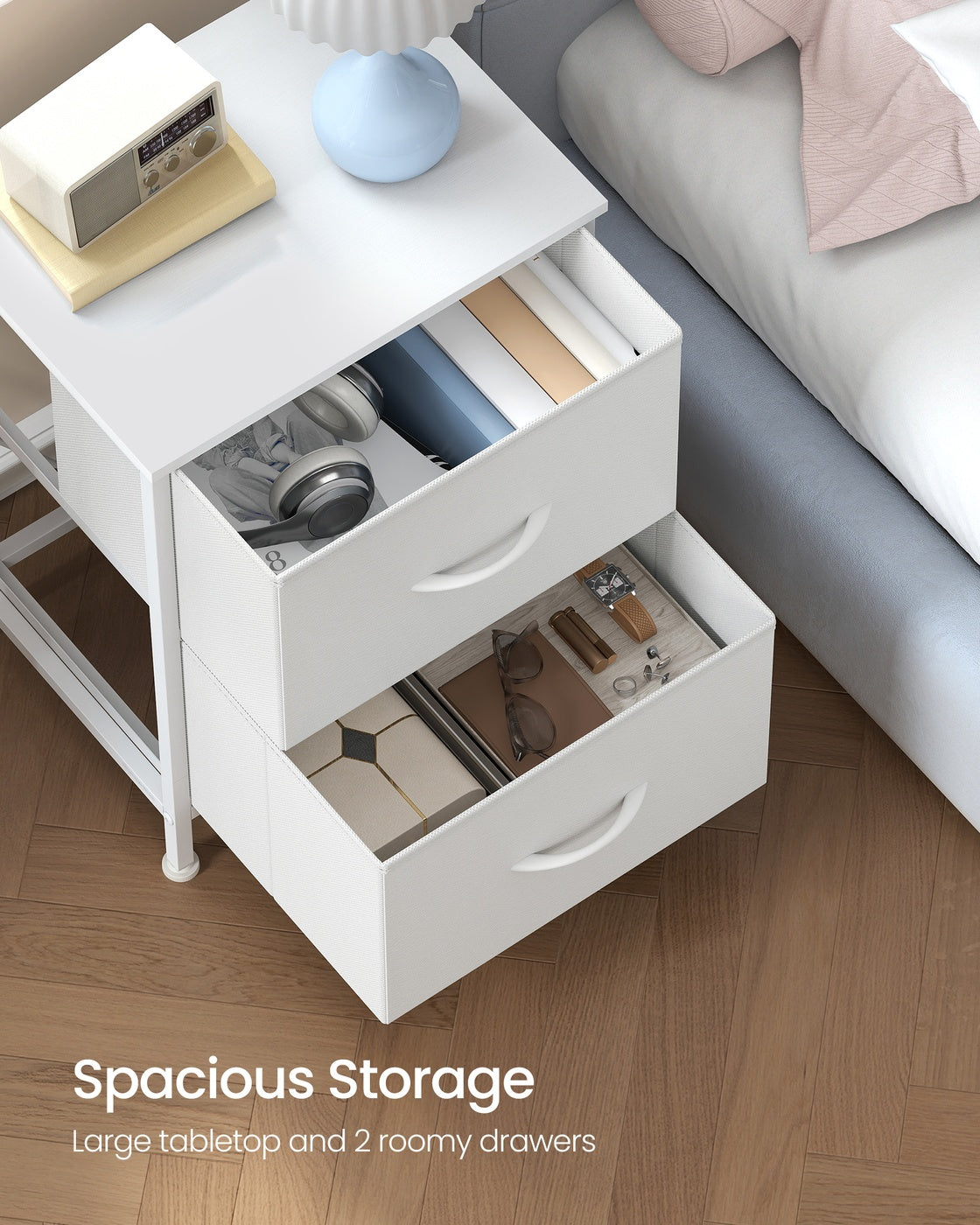 2-drawer bedside table with fabric storage - image 57