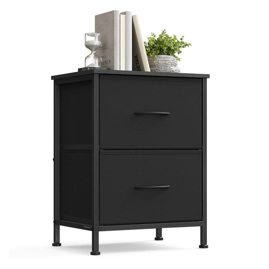 2-drawer bedside table with fabric storage - image 1