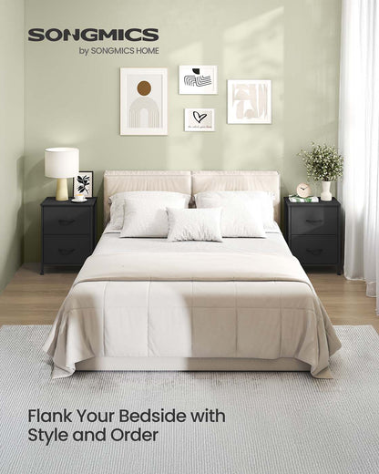 2-drawer bedside table with fabric storage - image 2