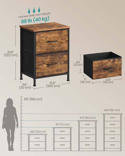 2-drawer bedside table with fabric storage - image 11
