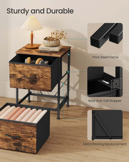 2-drawer bedside table with fabric storage - image 12