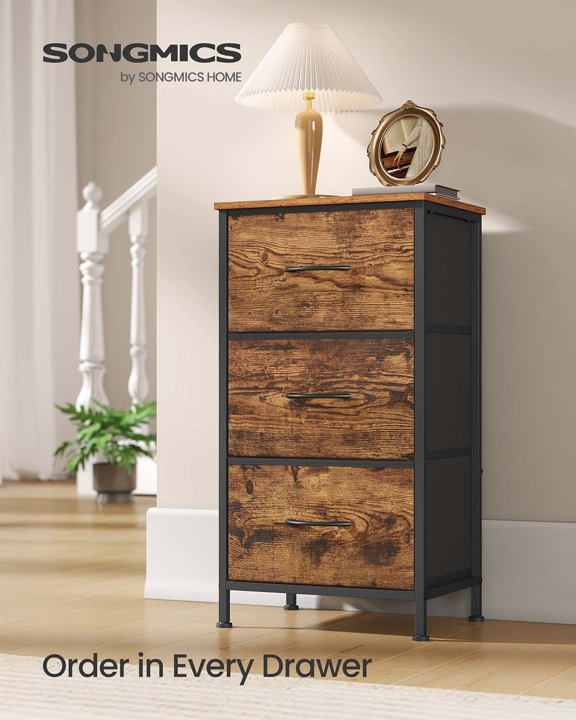 2-drawer bedside table with fabric storage - image 14