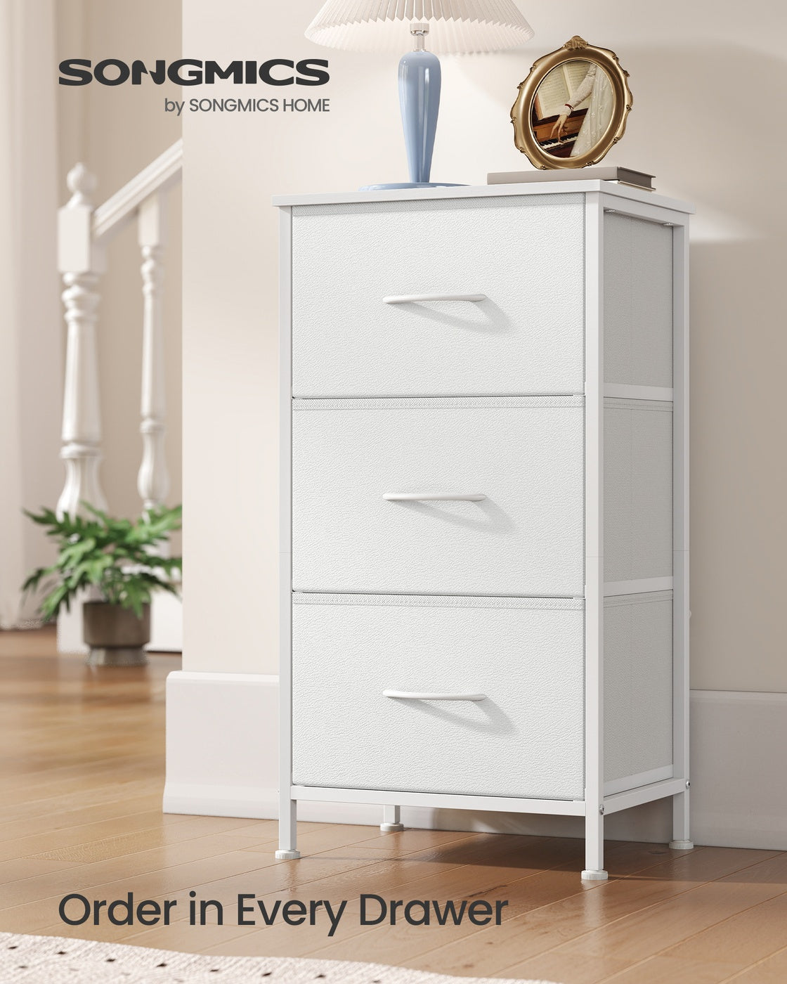 Chest of Drawers 3 Fabric Drawers Storage Unit - image 2