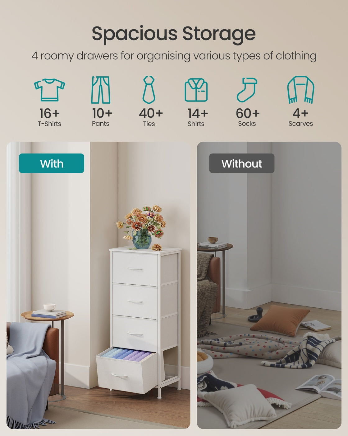 2-drawer bedside table with fabric storage - image 45