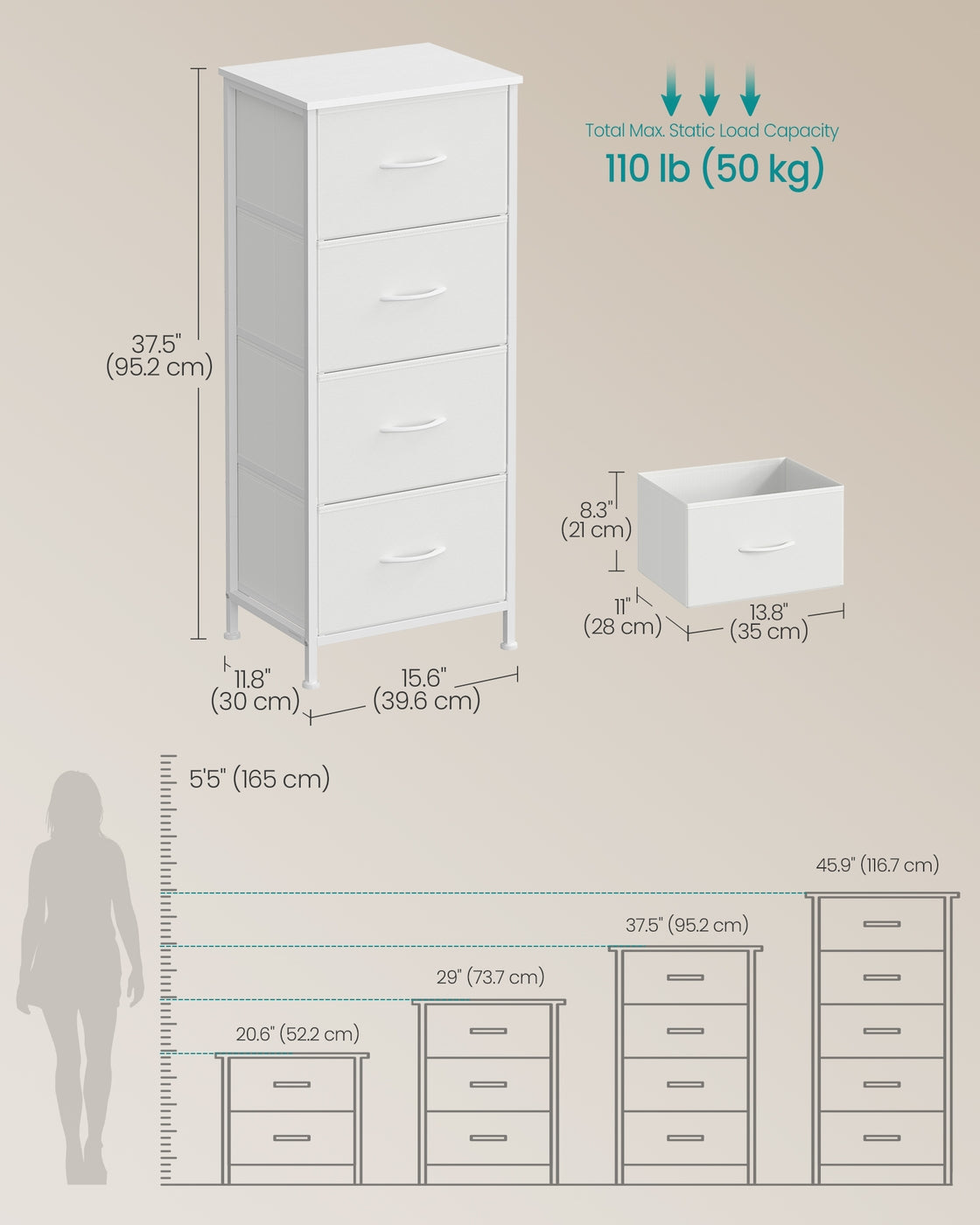 2-drawer bedside table with fabric storage - image 47