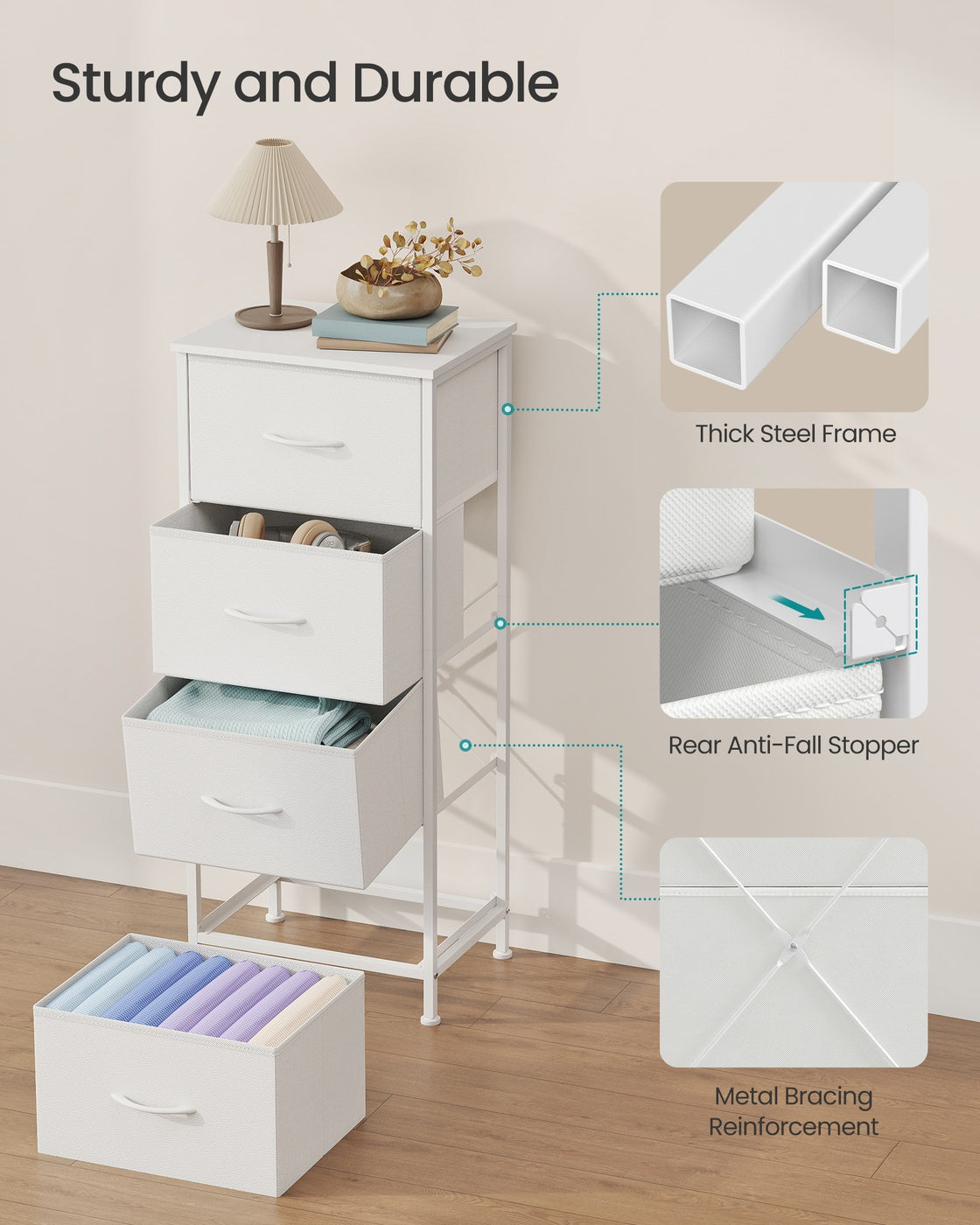2-drawer bedside table with fabric storage - image 48