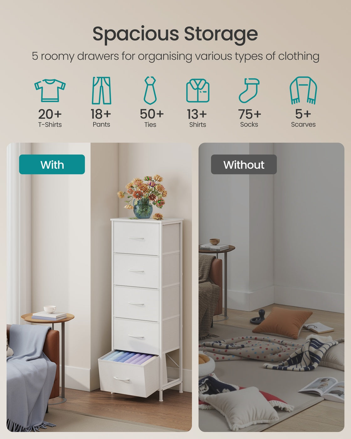2-drawer bedside table with fabric storage - image 39