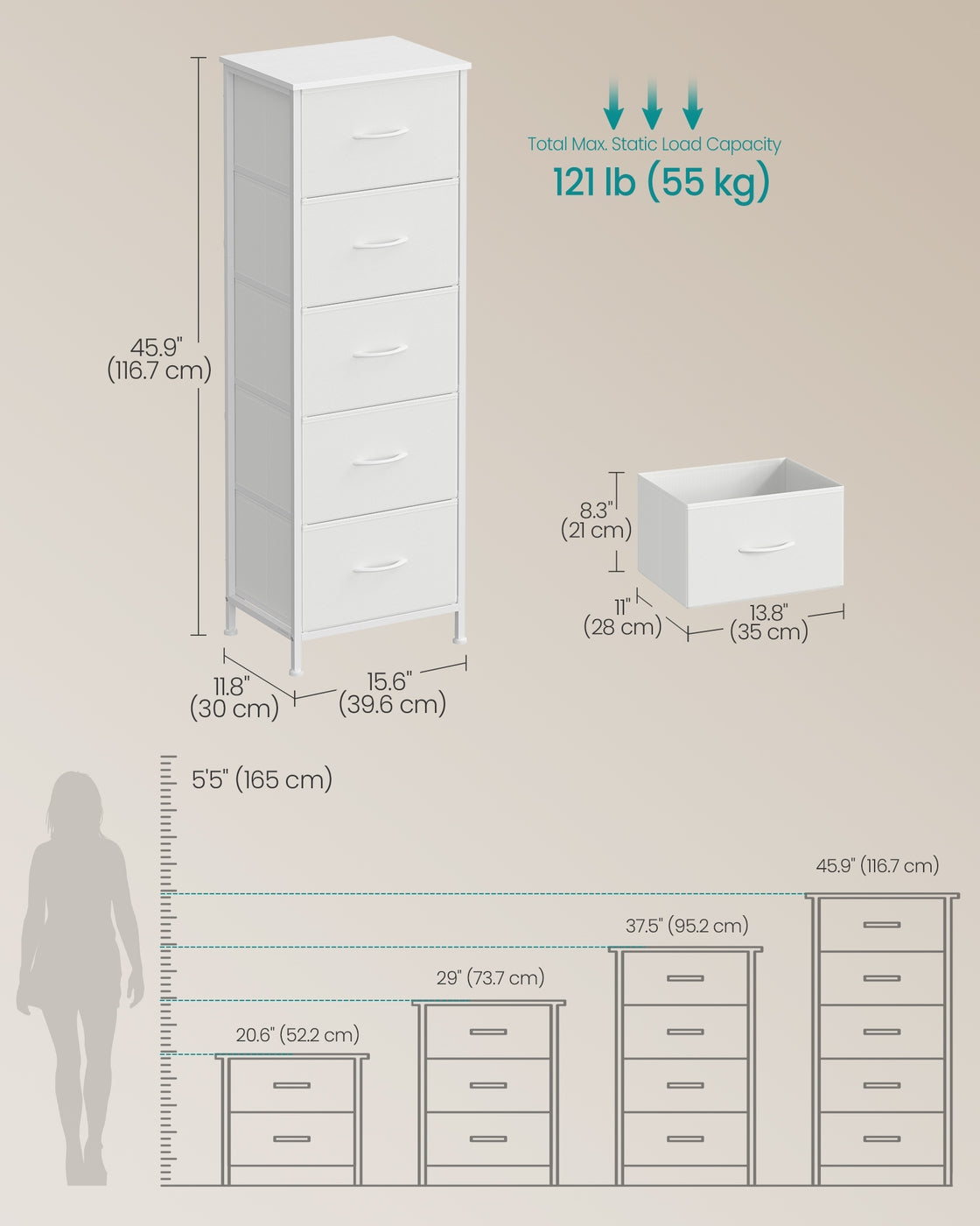 2-drawer bedside table with fabric storage - image 41