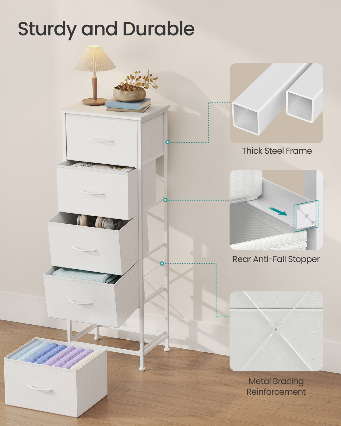 2-drawer bedside table with fabric storage - image 42