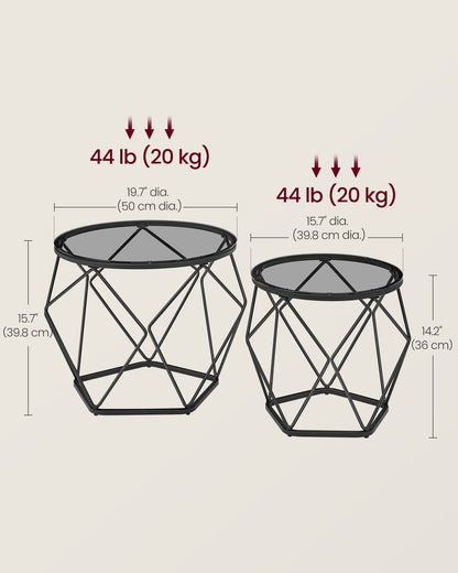 Set of 2 Round Coffee Tables Slate Grey and Ink Black - image 6