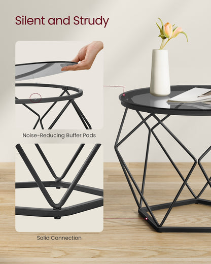 Set of 2 Round Coffee Tables Slate Grey and Ink Black - image 7