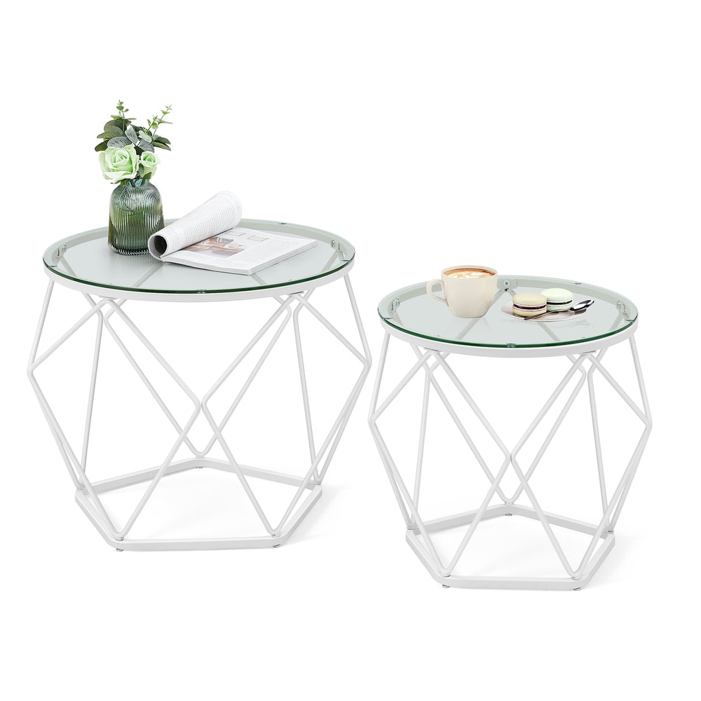 Set of 2 Round Coffee Tables Slate Grey and Ink Black - image 9