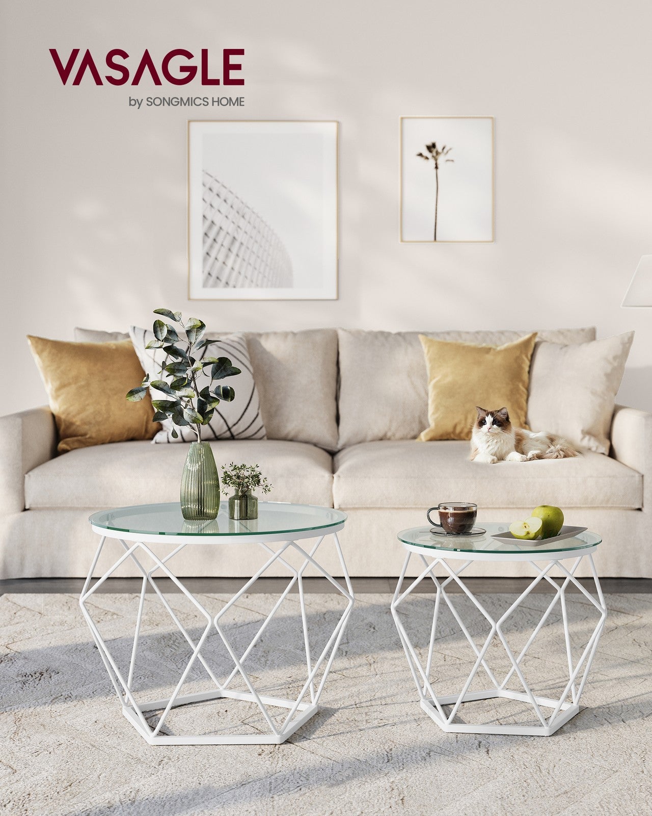 Set of 2 Round Coffee Tables Slate Grey and Ink Black - image 10
