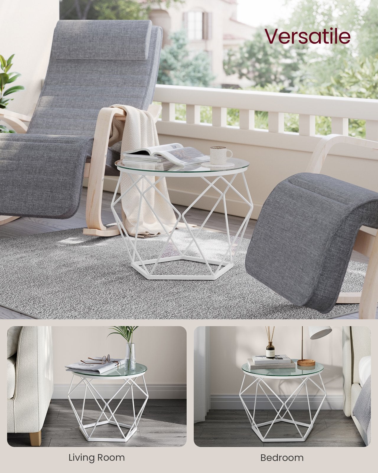 Set of 2 Round Coffee Tables Slate Grey and Ink Black - image 11