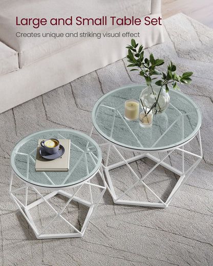 Set of 2 Round Coffee Tables Slate Grey and Ink Black - image 12