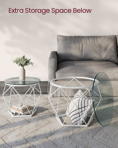 Set of 2 Round Coffee Tables Slate Grey and Ink Black - image 13