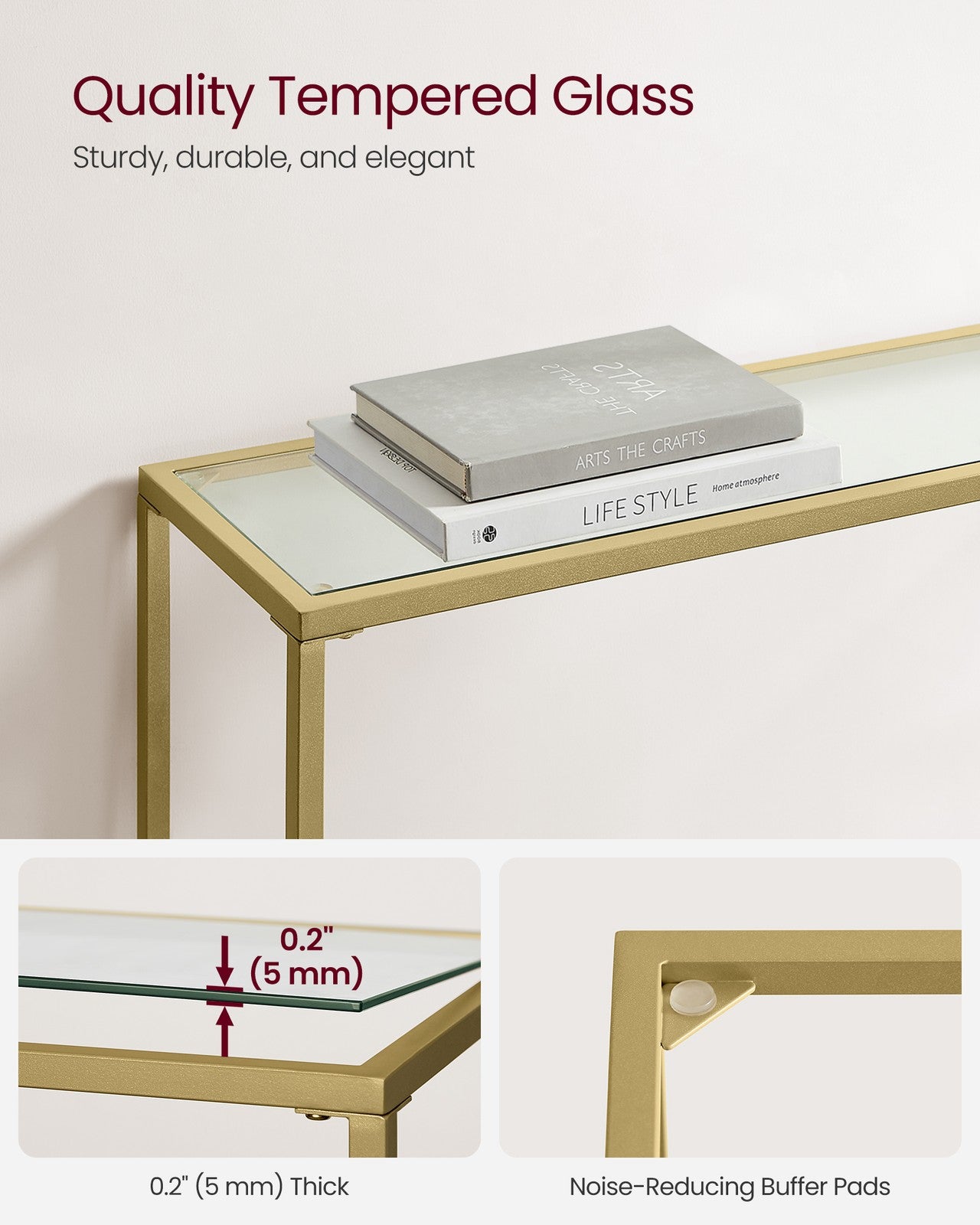 Console Table Pale Gold and Transparent - image 5