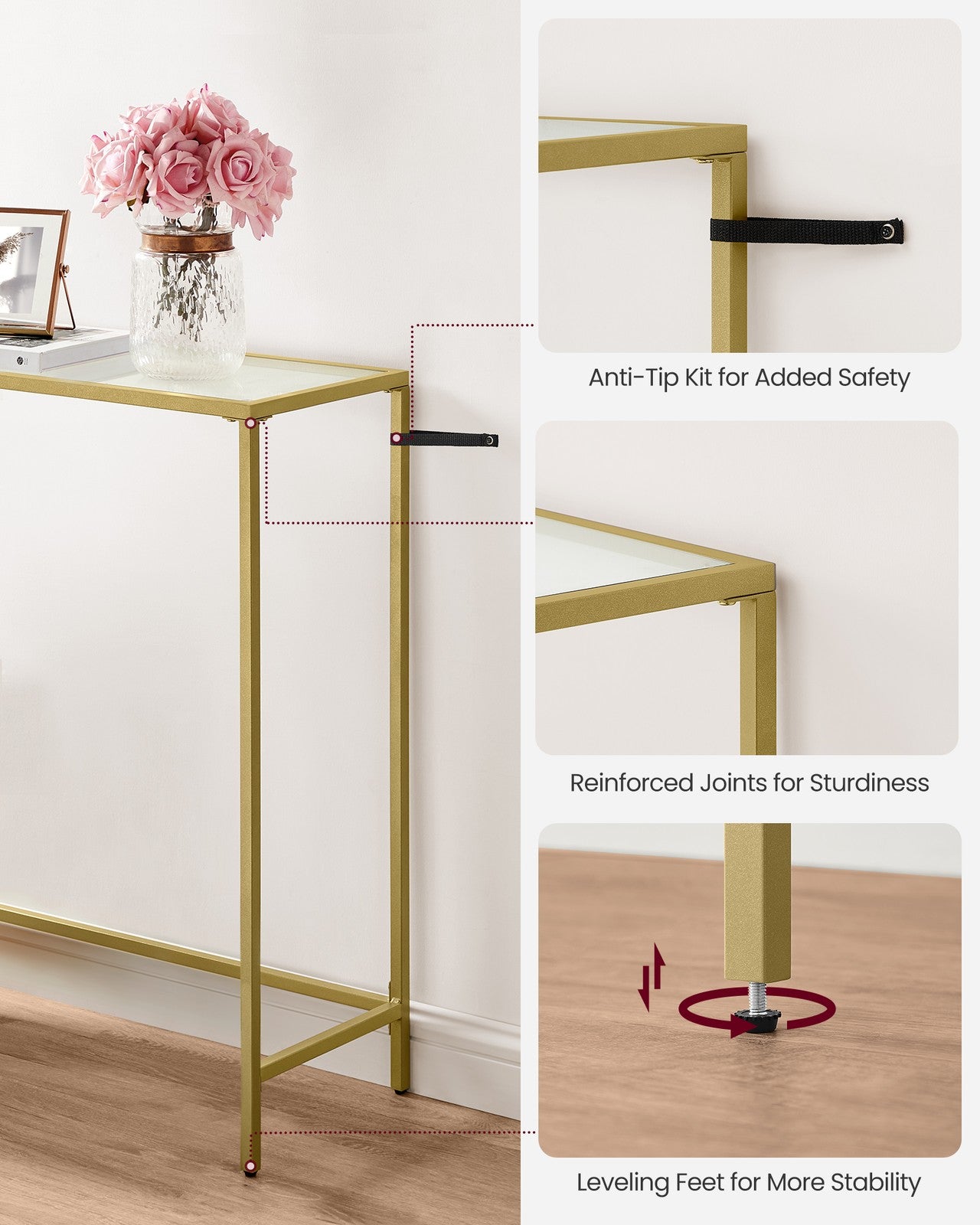 Console Table Pale Gold and Transparent - image 7