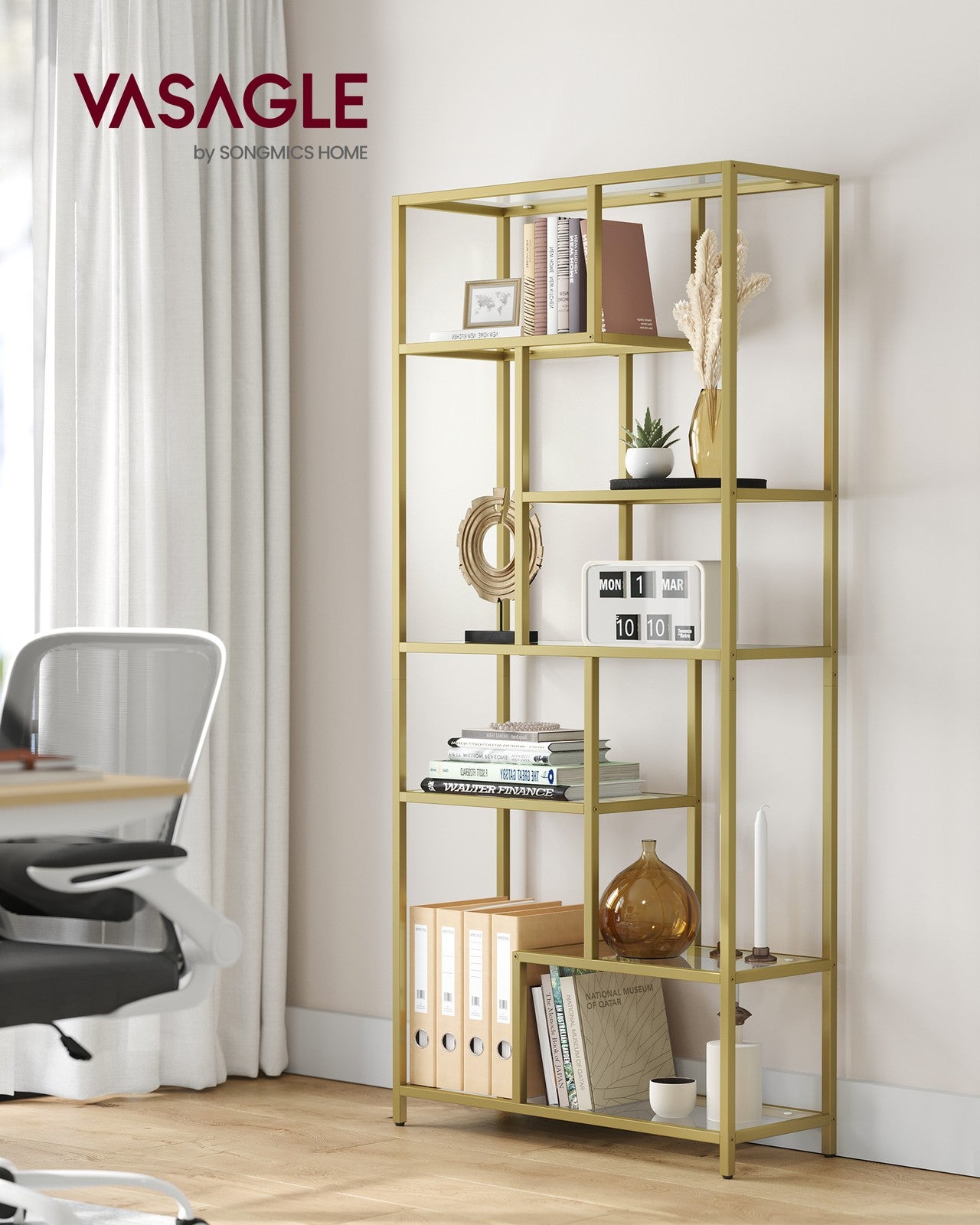 Bookshelf, 6-Tier Tall Bookcase, Plant Stand, Display Shelf - image 2