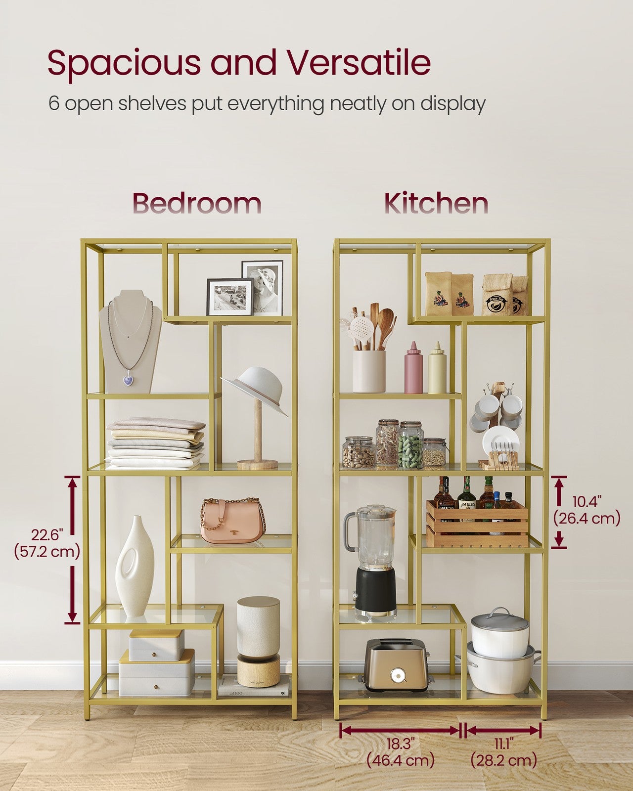 Bookshelf, 6-Tier Tall Bookcase, Plant Stand, Display Shelf - image 3