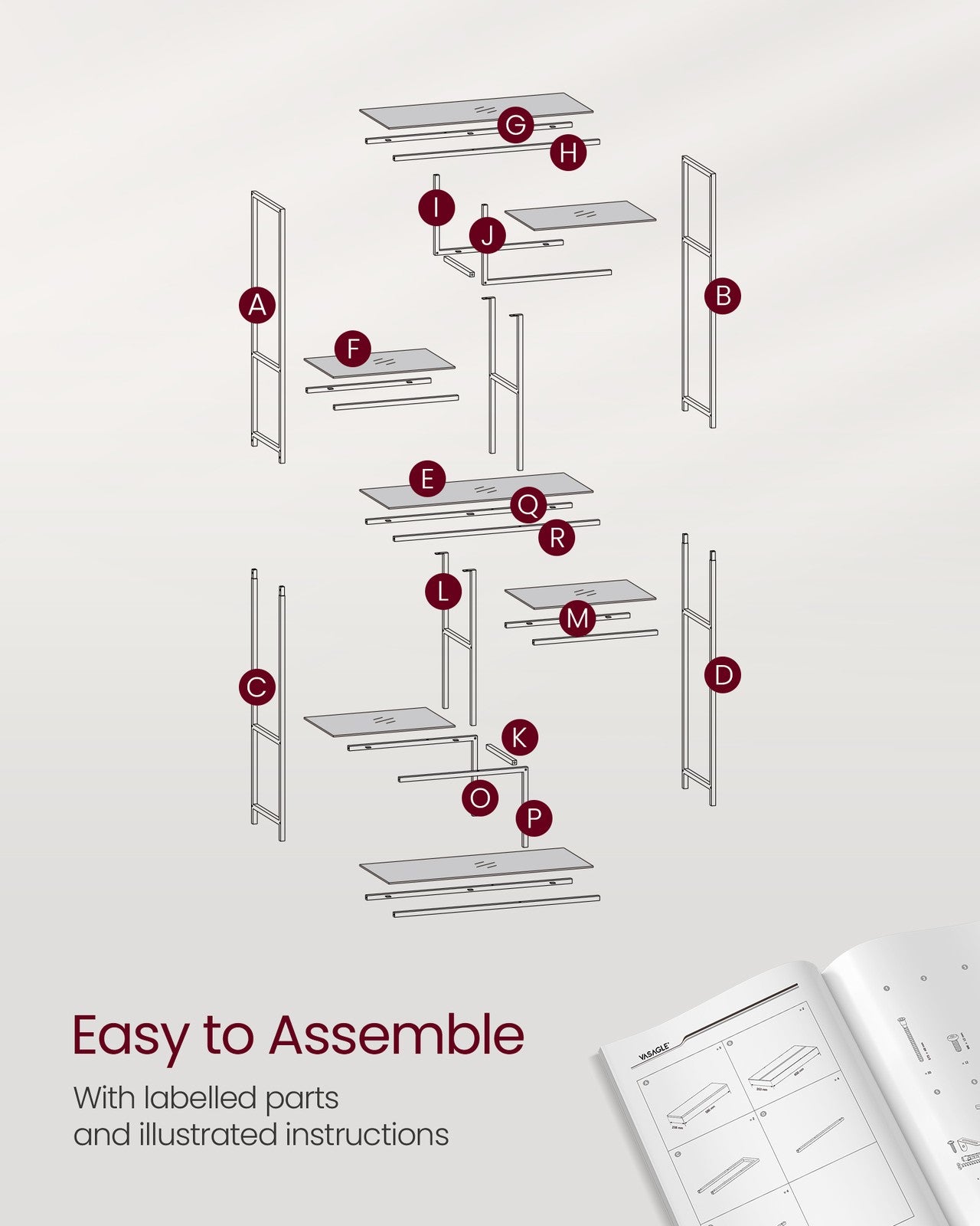 Bookshelf, 6-Tier Tall Bookcase, Plant Stand, Display Shelf - image 6