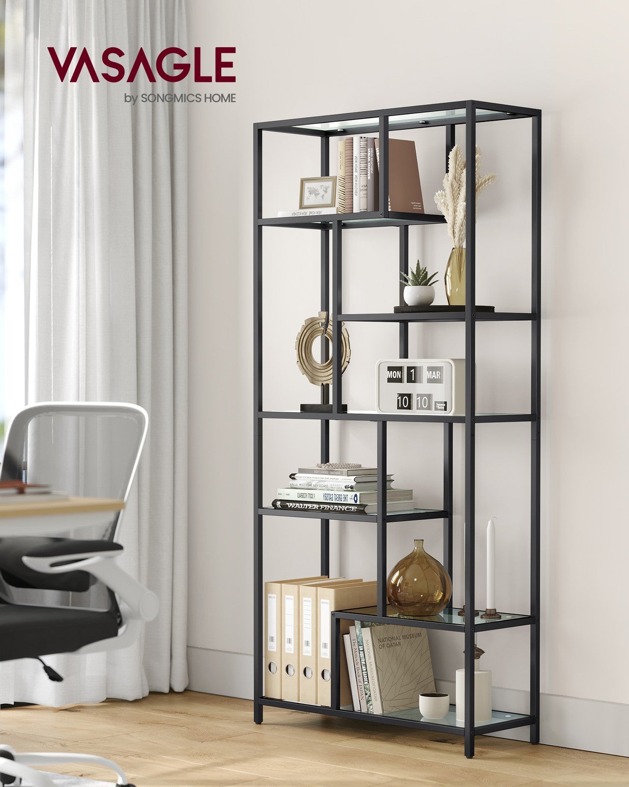 Bookshelf, 6-Tier Tall Bookcase, Plant Stand, Display Shelf - image 8
