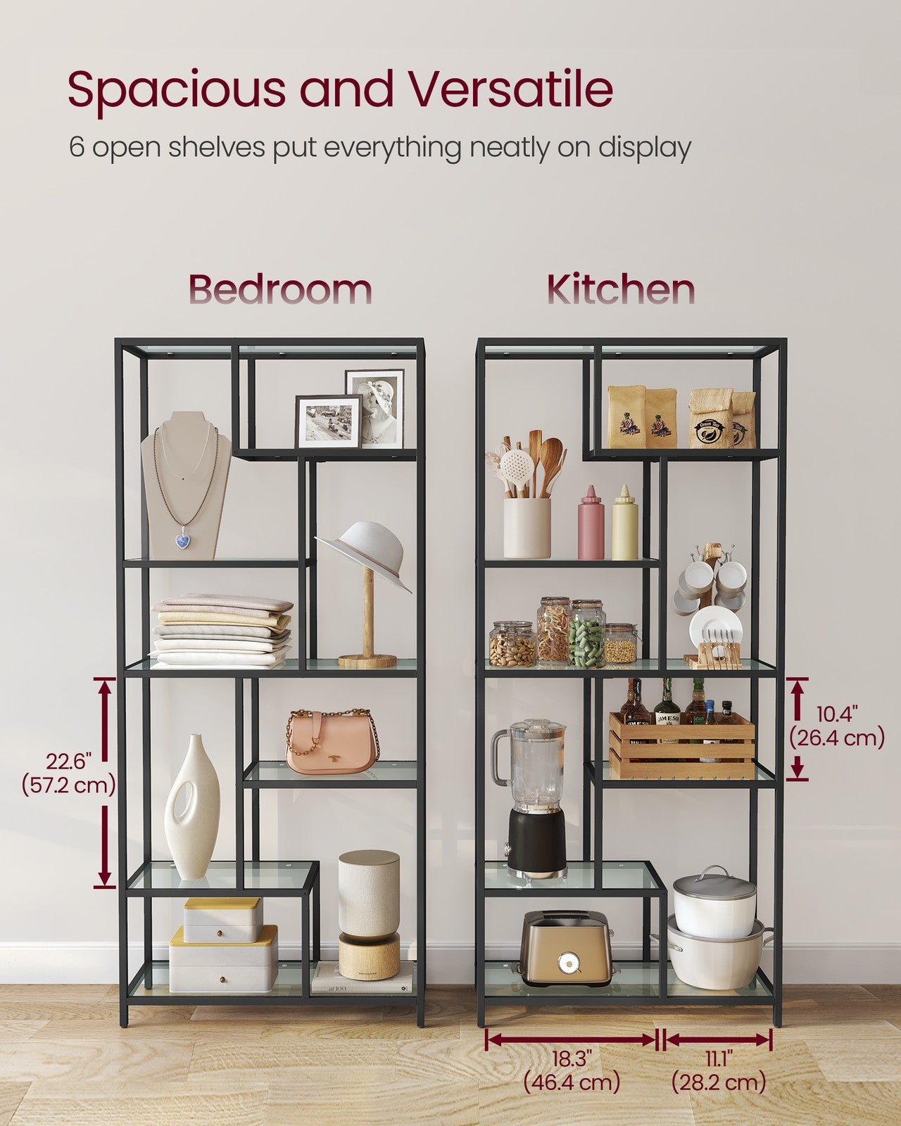 Bookshelf, 6-Tier Tall Bookcase, Plant Stand, Display Shelf - image 9