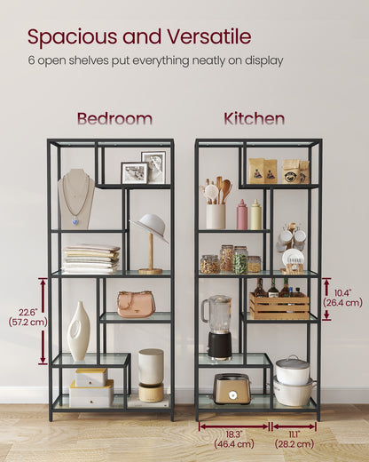 Bookshelf, 6-Tier Tall Bookcase, Plant Stand, Display Shelf - image 9
