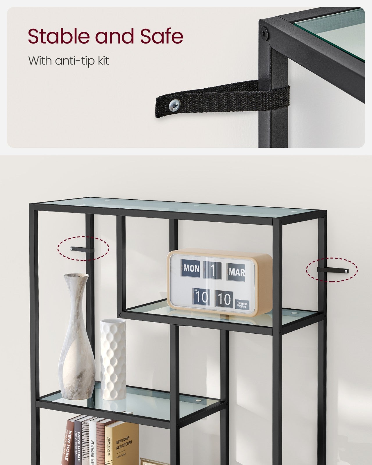 Bookshelf, 6-Tier Tall Bookcase, Plant Stand, Display Shelf - image 10
