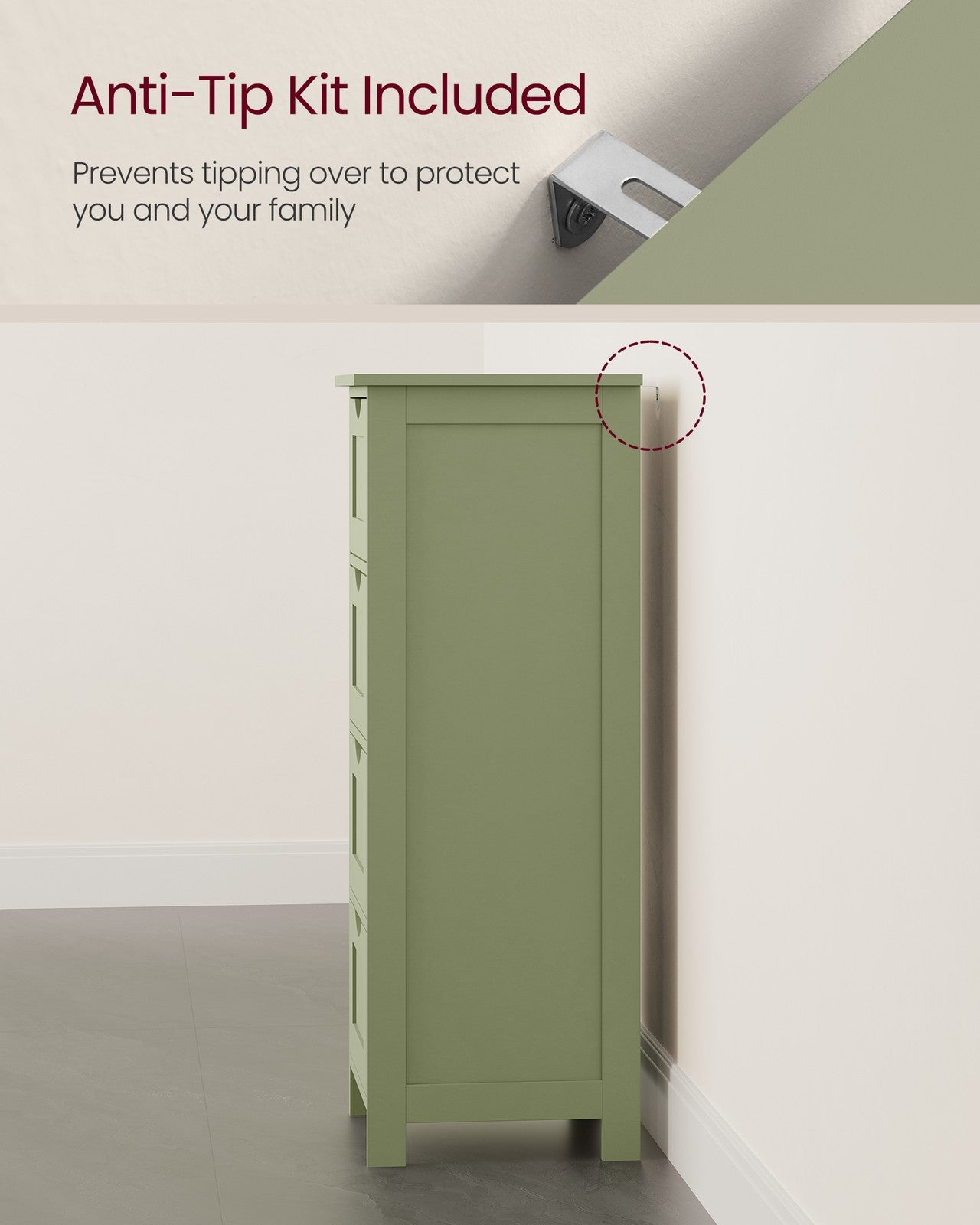 Bathroom Floor Storage Cabinet with 4 Drawers Mystic Grey - image 15