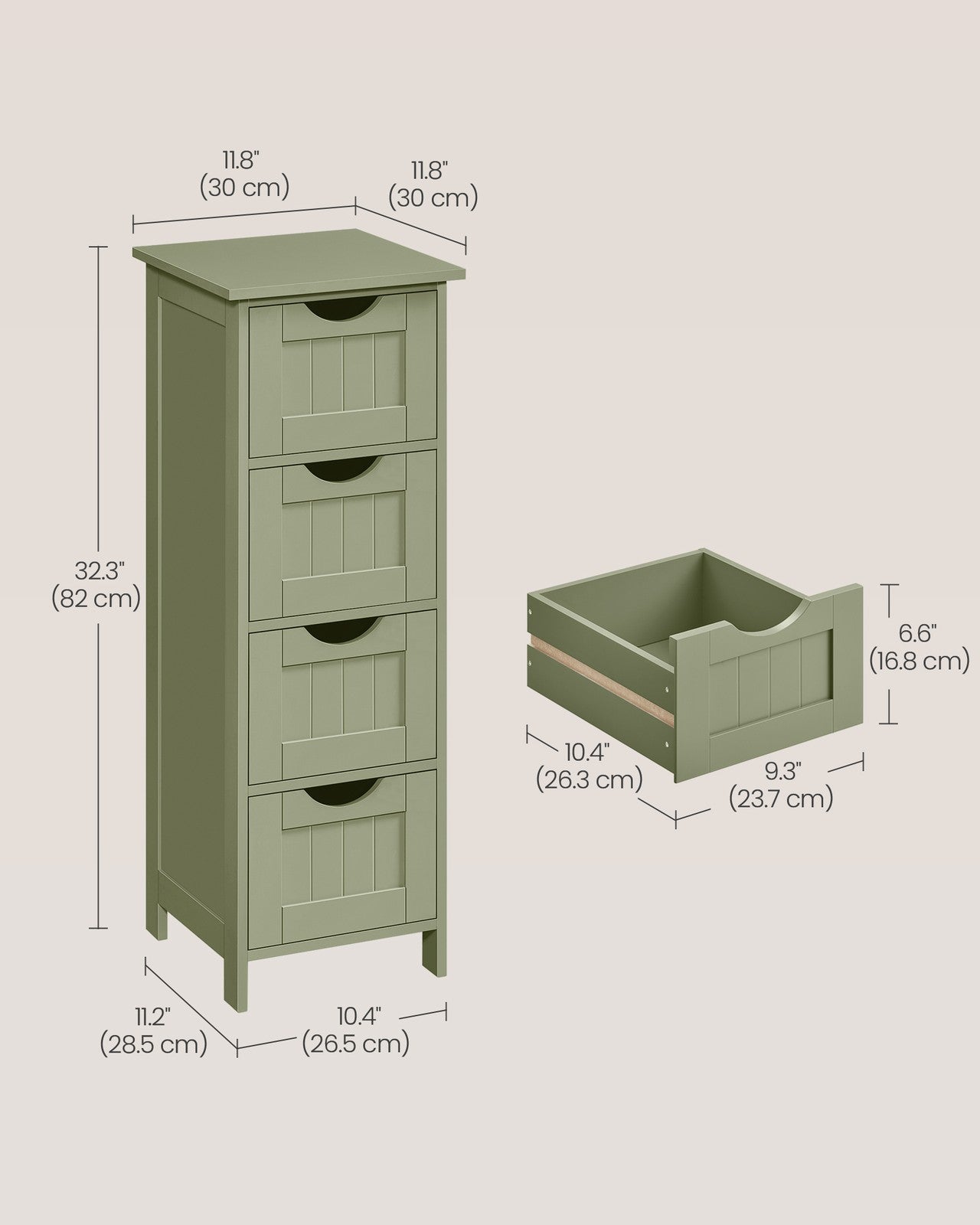 Bathroom Floor Storage Cabinet with 4 Drawers Mystic Grey - image 16