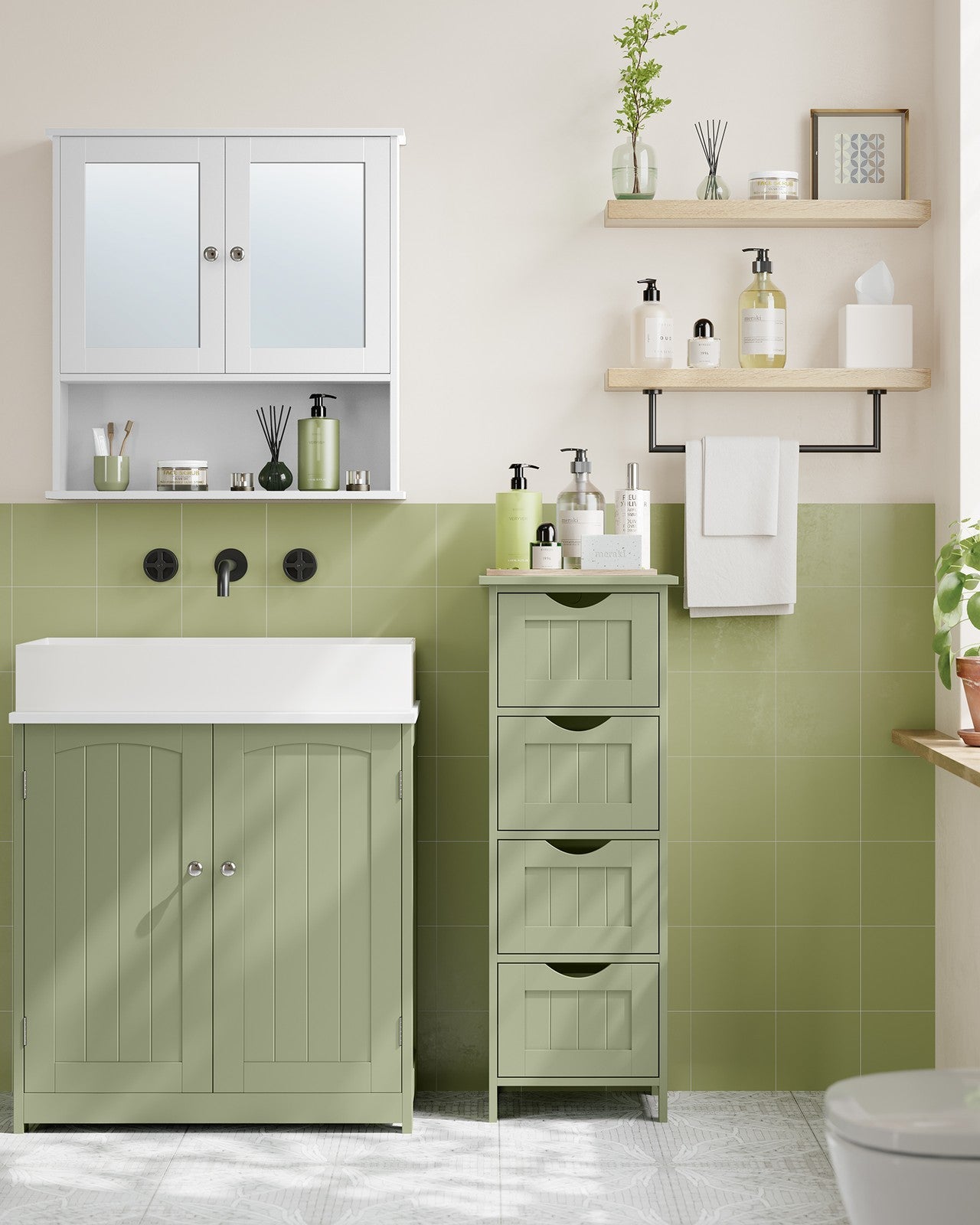 Bathroom Floor Storage Cabinet with 4 Drawers Mystic Grey - image 17