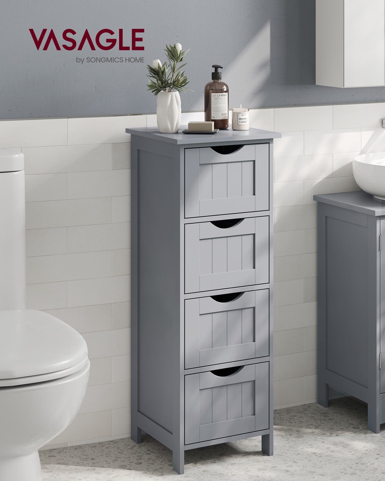 Bathroom Floor Storage Cabinet with 4 Drawers Mystic Grey - image 3