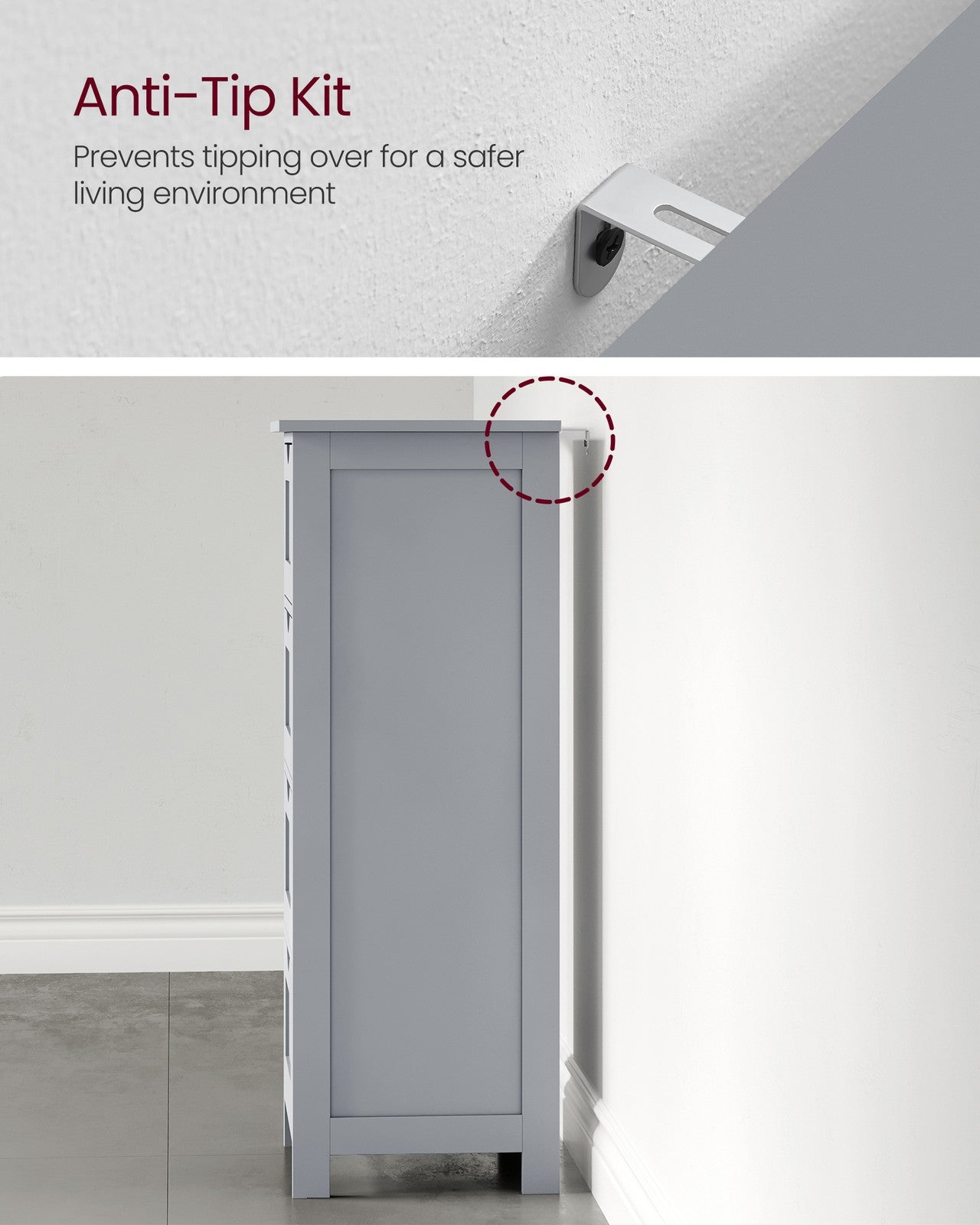 Bathroom Floor Storage Cabinet with 4 Drawers Mystic Grey - image 6