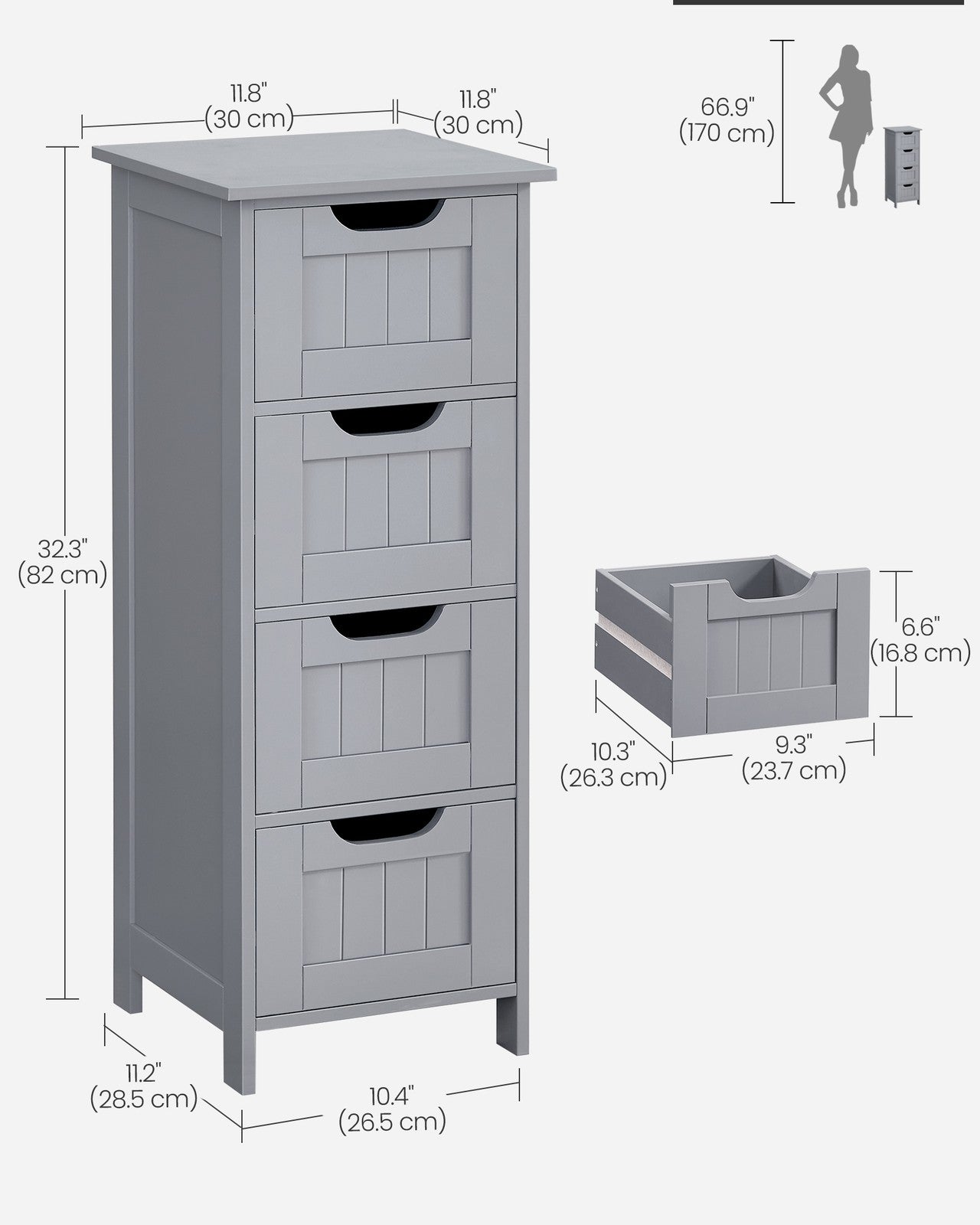 Bathroom Floor Storage Cabinet with 4 Drawers Mystic Grey - image 7
