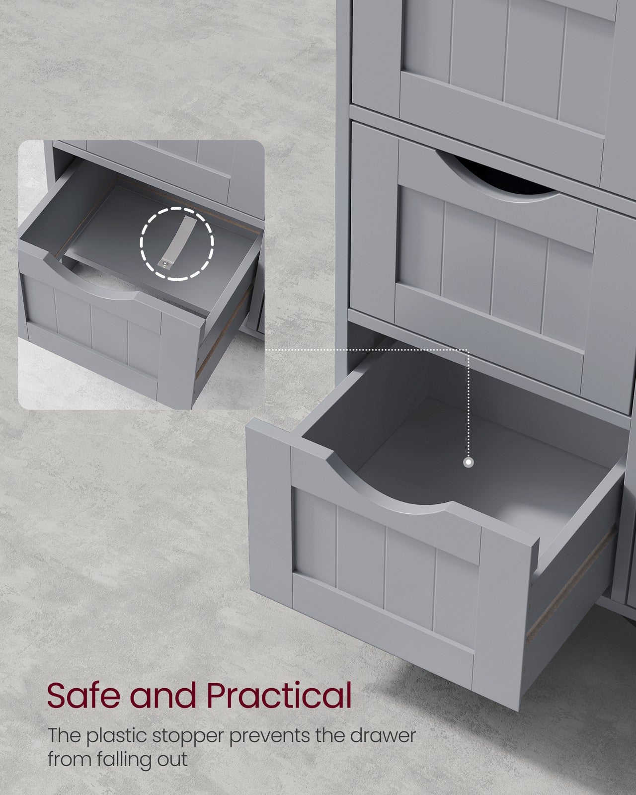 Bathroom Floor Storage Cabinet with 4 Drawers Mystic Grey - image 8