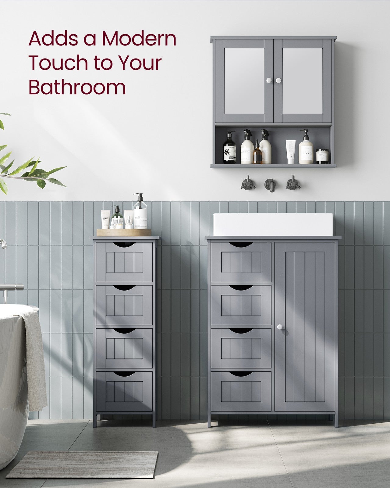 Bathroom Floor Storage Cabinet with 4 Drawers Mystic Grey - image 9