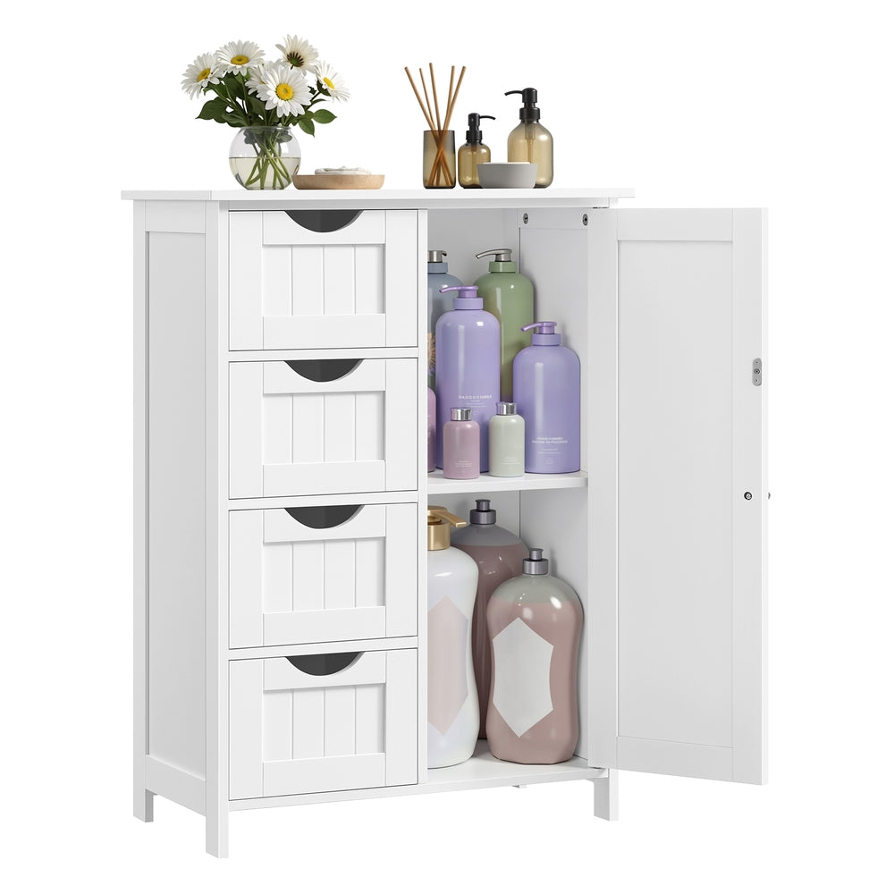 Bathroom Floor Storage Cabinet with 4 Drawers Cloud White - image 1