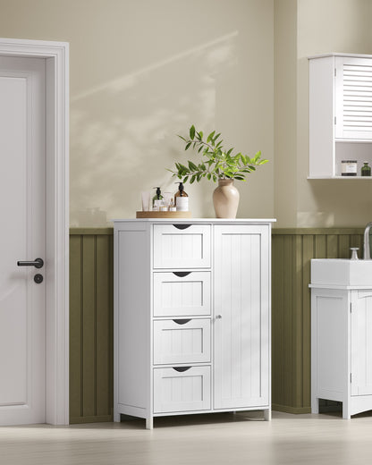 Bathroom Floor Storage Cabinet with 4 Drawers Cloud White - image 2