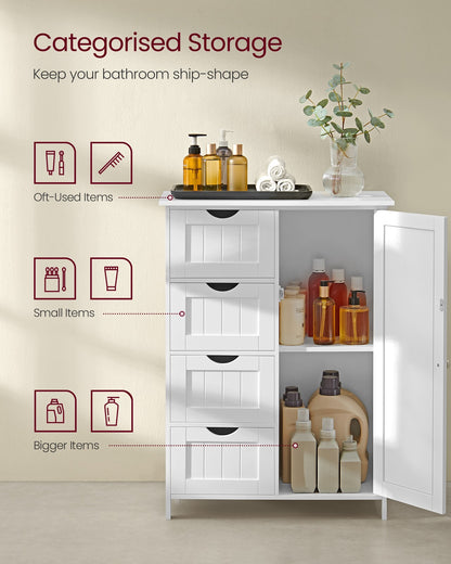 Bathroom Floor Storage Cabinet with 4 Drawers Cloud White - image 3