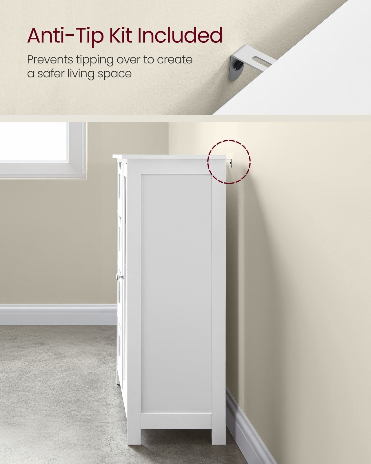 Bathroom Floor Storage Cabinet with 4 Drawers Cloud White - image 6