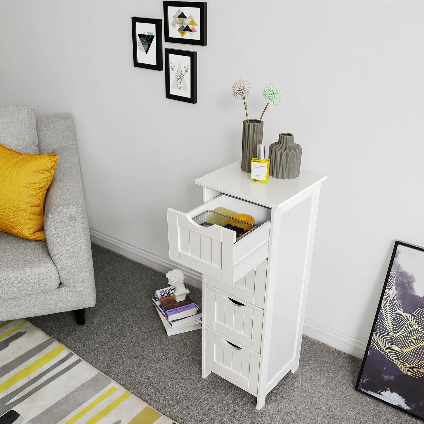 Bathroom Floor Storage Cabinet with 4 Drawers Mystic Grey - image 28