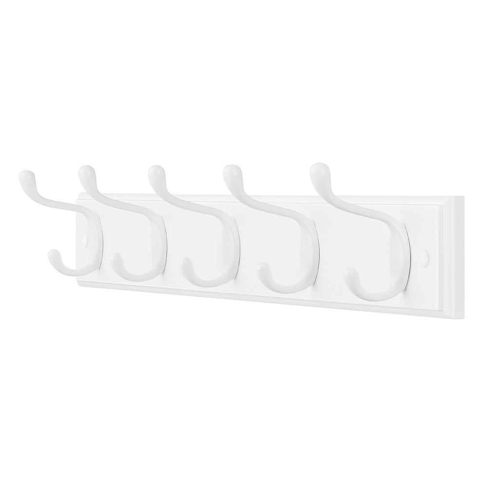 Wall-Mounted Coat Rack, 5 Dual Hooks, Cloud White - image 1
