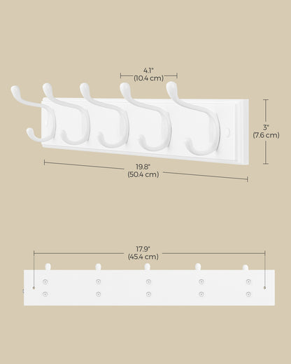 Wall-Mounted Coat Rack, 5 Dual Hooks, Cloud White - image 6