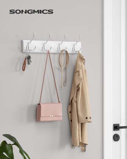Wall-Mounted Coat Rack, 4 Tri-Hooks, White - image 2