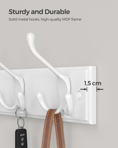 Wall-Mounted Coat Rack, 4 Tri-Hooks, White - image 4